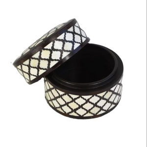 Handcrafted Blue Rectangular Wood Jewelry <b>Box</b> with Bone Inlay and Diamond Elegant <b>Storage</b> for Rings Bracelets Necklace and Gifts - Product Image 1