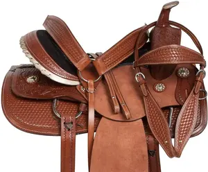 Selle de cheval western en cuir véritable, faite à la main, importée, pour le saut d'obstacles, l'endurance, l'équitation western, vente en gros - Product Image 1