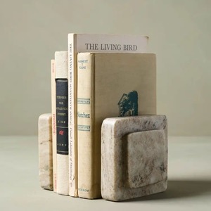 Travertin élégant serre-livres nouveau design fabriqué à la main en pierre naturelle demi-arc forme moderne étagère organisateur lourd arrêt décoratif - Product Image 3