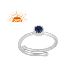 Diseño hecho a mano plata fina lapislázuli natural piedra preciosa anillo ajustable fabricante de joyería personalizada - Product Image 1