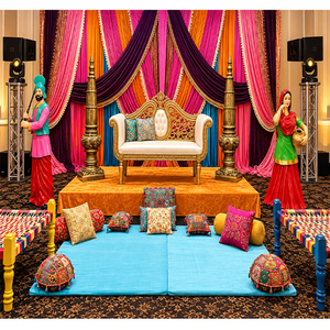 Artículos de decoración de boda Punjabi a la venta Tema Punjabi Mehndi Sangeet Función Props Accesorios de decoración coloridos Heena Party USA - Product Image 1