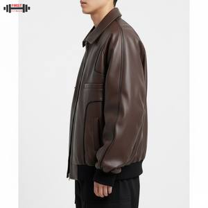 2025 New Design <b>Women's</b> Leather <b>Corduroy</b> Bomber <b>Jacket</b> High Quality Customized Logo Embroidery Stripe Price Competitive - Product Image 6