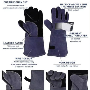 Guantes contra incendios de cuero partido De Vaca aluminizado de seguridad industrial Guantes de soldadores largos resistentes al calor para uso diario/informal - Product Image 3