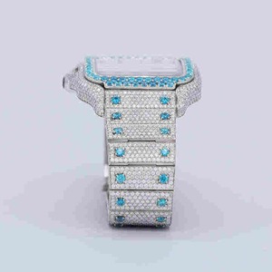 นาฬิกาฮิปฮอปสุดหรูขายดีที่สุด ผลิตตามสั่งด้วยเหล็กกล้าไร้สนิม ประดับเพชร VVS คุณภาพสูงจากห้องปฏิบัติการ หน้าปัดแสดงผลแบบอนาล็อก - Product Image 6