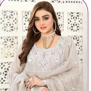 Royal pakistani ชุด shalwar kameez ปักด้วยมือด้านบน organza ปักลายนูนบน dupatta santoon ด้านล่างเย็บปักถักร้อยหนักสำหรับปาร์ตี้ - Product Image 1