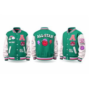 เสื้อแจ็คเก็ตสไตล์วาร์ซิตี้ปักลายเชนิลล์แบบสตรีทแวร์สำหรับผู้ชายและผู้หญิง รับผลิตแบบ OEM/ODM ดีไซน์ด้านหน้ากันน้ำ - Product Image 6