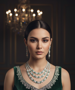 High Quality AD <b>Bridal</b> Jewellery <b>Set</b> Women Wedding Party <b>Necklace</b> Earrings <b>Set</b> Trendy Traditional Ethnic Fashion Accessories - Product Image 3