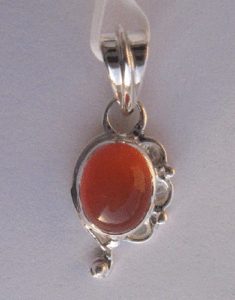 Pendentif artisanal en argent sterling 925 avec pierres Shah pour femme, breloque en cornaline naturelle sertie en clos avec motif numérique, bijou - Product Image 1