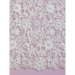 Tela de encaje de guipur Floral de poliéster blanco marfil directo de fábrica 2024 para vestido de mujer - Product Image 3