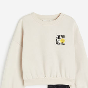 Autumn Thin Girls' Cropped Pullover <b>Hoodie</b> Cut Sleeve Crop Sweatshirt Top <b>for</b> <b>Teen</b> Women Knitted Fabric Lined Design - Product Image 3