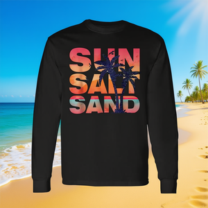 Camiseta de manga larga Sun Salt Sand con diseño de palmera de playa y vacaciones de verano - Product Image 3