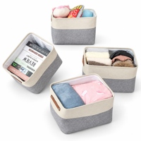 Poubelle de rangement rectangulaire pliable tissé grand organisateur vêtements jouet pliant coton corde panier de rangement avec poignées en cuir