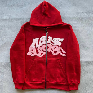 Nuevas llegadas OEM personalizado Zip Up Hoodie Puff estampado personalizado buena calidad hombres ropa de secado rápido transpirable sudaderas con capucha de gran tamaño - Product Image 2