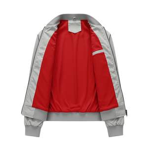 แจ็คเก็ตบอมเบอร์สีเทาอ่อนสำหรับผู้ชาย ดีไซน์มินิมอล สไตล์เบสบอล วาร์ซิตี้ กันลม ทรงเข้ารูป สวมใส่สบาย เหมาะสำหรับกิจกรรมกลางแจ้ง แจ็คเก็ตนักบิน ขายส่ง - Product Image 2