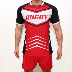 ชุดยูนิฟอร์มรักบี้แบบใหม่ ดีไซน์เองได้ เสื้อรักบี้และชุดยูนิฟอร์มรักบี้  แบบซับลิเมชั่นเต็มตัว ผลิตจากโพลีเอสเตอร์ ชุดยูนิฟอร์มกีฬารักบี้ - Product Image 1