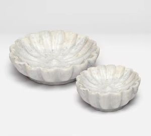 Décoration intérieure ronde fleur Design marbre bol conteneur de stockage brun Beige travertin pierre décoration Pot de fleur avec pied - Product Image 1