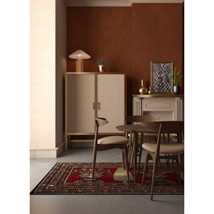 Tapis en laine noué à la main Kiaan, motif floral rouge et orange, grand rectangle, tapis de salon pour usage domestique, fait main Pae-4704 - Product Image 5