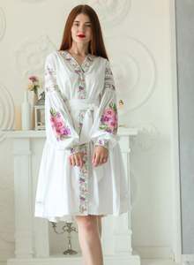 2025 coton été nouveau Design robe avec broderie robe à manches longues plage broderie travail robe pour les femmes meilleure qualité - Product Image 5