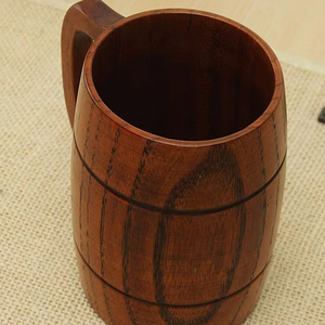 100% tasse en bois naturel pour bière et barware et dessus de table avec poignée tasse à bière tasse à café à boire à la main - Product Image 1