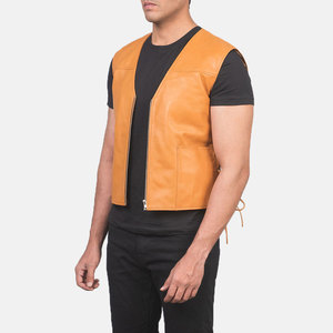 Chaleco de estilo informal recién llegado para hombre, Chaleco de cuero de tamaño personalizado más vendido, Chaleco de cuero transpirable Colo sólido - Product Image 2