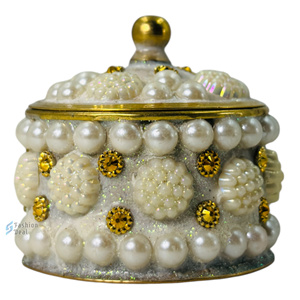 Boîte Sindoor Dibbi/Kumkum en laiton pour la décoration de festivals ou l'artisanat en pierre artisanal - Product Image 3