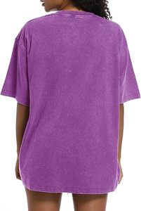 T-shirt de fitness pour filles à la mode OEM T-shirt épais en éponge française respirant Hip Hop Sun Faded Acid Washed Boxy Drop Solid - Product Image 2