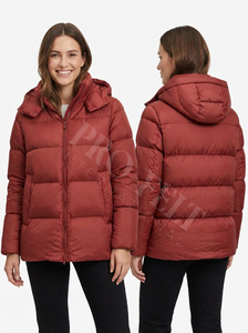 Chaqueta Acolchada de Plumón Marrón Chocolate Sólido, Chaqueta de Invierno con Capucha Acolchada, Cierre de Dos Vías, Chaqueta Abrigada de Nailon Transpirable - Product Image 4