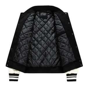 Blouson de baseball OEM de haute qualité personnalisé pour hommes grande taille Varsity Letterman Crop cuir à manches brodées en toile - Product Image 6