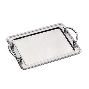 Bandeja de Metal para servir el desayuno de uso multiusos, bandeja para servir con acabado dorado, bandeja decorativa hecha a mano de calidad sostenible - Product Image 3