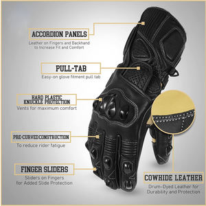 Guantes para Motociclismo, Cómodos, Impermeables, con Protección UV, de Piel de Oveja, Dedos Completos, Antideslizantes, con Muñequera Ajustable - Product Image 2