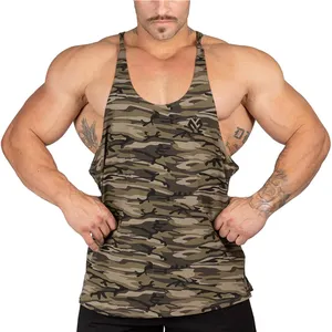 Camo baskılı tasarım erkekler stringer yelek 2023 trend erkekler spor Tank Top özel spor salonu Stringer tankı üstleri