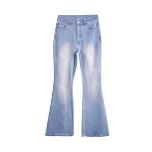 Paola Riboni Women's Mid Waist Flared <b>Jeans</b> Light Wash Full Length Casual Denim Pants S-3XL - Product Image 2