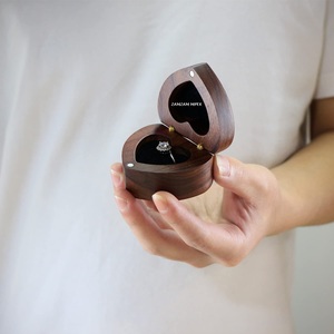 Polished Sustainable Solid <b>Wood</b> Round Ring Box Painted Wedding Engagement Ring Holder Handmade <b>Wood</b> <b>Crafts</b> and Wall Signs - Product Image 3