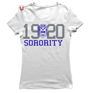 Camisetas Bordadas con Letras Griegas para Mujer de la Hermandad Zeta Phi Beta |   Camisetas de Algodón Personalizadas Bordadas de la Hermandad ZPB para Mujer - Product Image 3