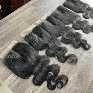 Precio al por mayor 4x4 5x5 13x6 boby Wave Swiss HD encaje ondulado extensiones de cabello humano peluca con malla frontal - Product Image 5