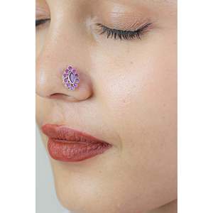 Pendiente de Nariz Vintage de Plata 925 con Rubí Nazakat y Diseño Paisley, Joyería de Aleación para Niños, con Circonitas y Cristales - Product Image 2