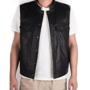 High Quality Plus-Size Men's <b>Waistcoat</b> & Vest Unique Design Leather Sleeveless Winter Heated Motorcycle Vest Front Pockets - Product Image 2
