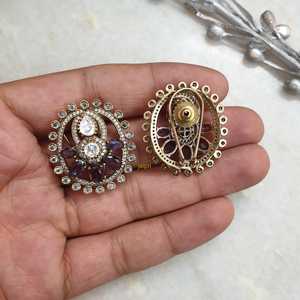 Purple Stone Moissanite <b>Fashion</b> <b>Earrings</b> - Product Image 2