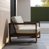 Fauteuil de salon modulable 1 place en bois de teck design moderne pour hôtel patio jardin piscine terrasse pour ensemble de canapé