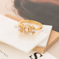 Bijoux à la mode NYH gros anneaux en zircon cercle bonbons plaqué or anneaux conception irrégulière anneau pour les femmes doigt