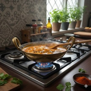 Bol de service indien à forte demande, Kadai en acier inoxydable plaqué brillant, couleur argent, ustensiles de cuisine, plats de cuisson, vaisselle - Product Image 2