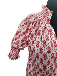 Blusa de algodón 100% para mujer bloque de mano impreso Rosa Floral tradicional artesanía india suave Top camisetas sin mangas para mujer - Product Image 3