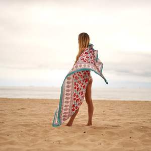 Sarong en coton bohème imprimé en blocs, léger, écharpe de plage, couvre-maillot de bain, cadeau - Product Image 4