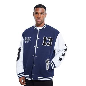 Chaquetas universitarias de lana pesadas de estilo universitario personalizadas para hombre, Mangas de cuero de béisbol desgastadas con bordado de letras de invierno - Product Image 3