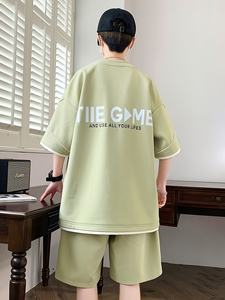 Nuevo verano alta calidad moda dos piezas traje deportivo Logo personalización transpirable puro algodón hombres traje jóvenes al por mayor - Product Image 6