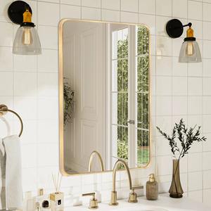 Miroir mural carré doré Art Déco en métal et fer, à suspendre verticalement ou horizontalement, minimaliste, pour entrée, chambre, mariage, sans électricité - Product Image 4