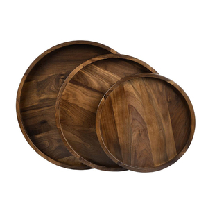 Bandeja de servicio de madera natural de último diseño con perla de madera y mango de cuero Vajilla Desayuno Utensilios de cocina Bandeja de servicio - Product Image 6