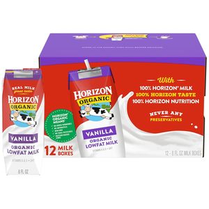 Horizon Organic <b>Shelf</b> Stable 1% Lowfat Vanilla Milk <b>Boxes</b>, Pack of 12 - Product Image 1