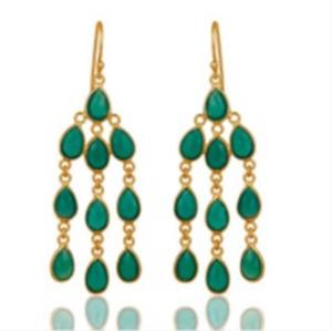New Arrival Green Onyx Gemstone 925 Sterling Silver Pear Shape Earrings - Product Image 1