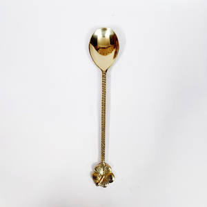 Cuillère à Dessert en laiton de conception de citron avec poignée côtelée vernis de haute qualité pour Restaurant hôtel maison mariage - Product Image 2